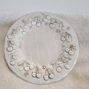 The Forge Pewter Hand Hammered Plate / Trinket Dish Cherries Bees Butterflies